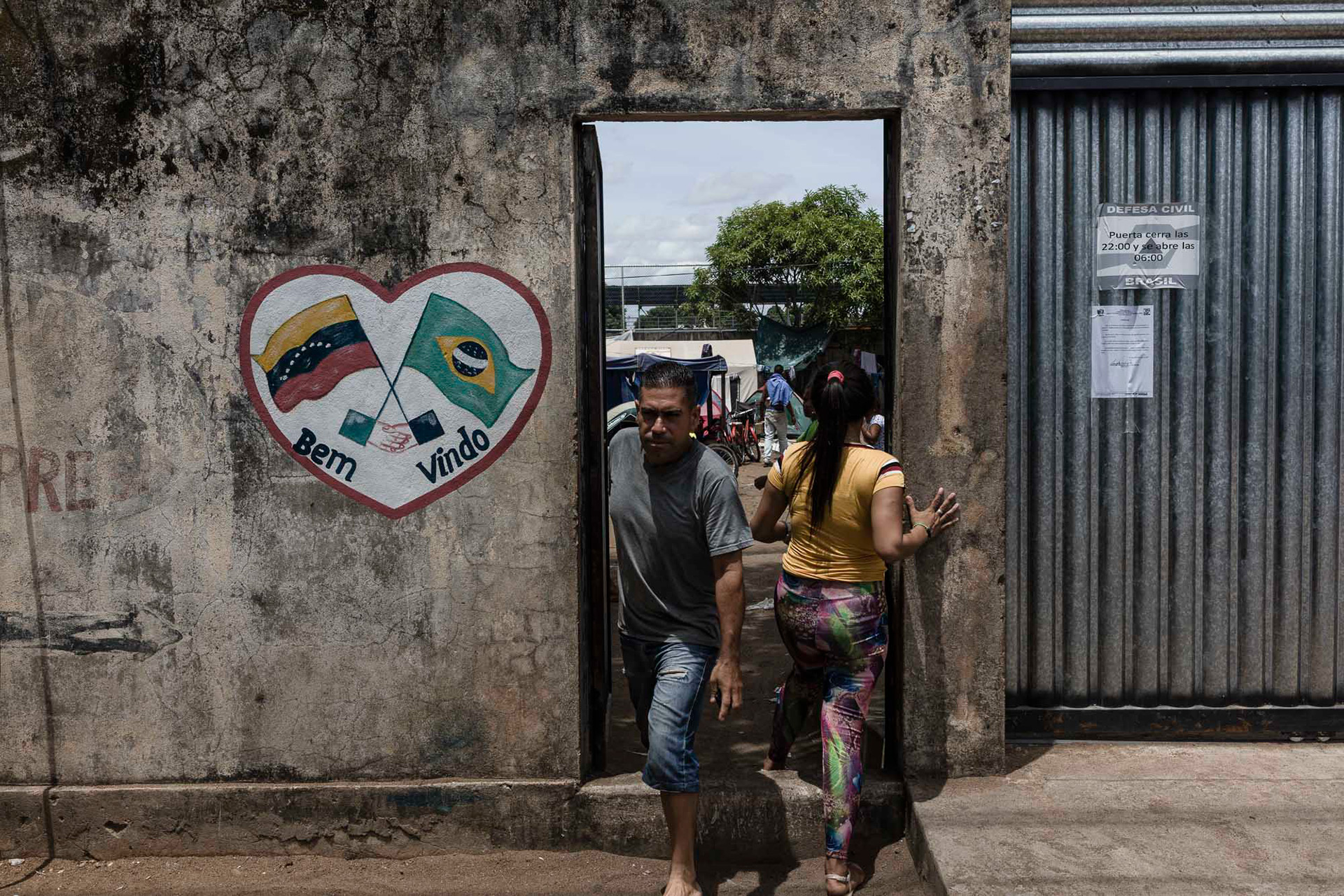 The main entrance of Tancredo Neves shelter where thousands of Venezuelan immigrants used to live, 2018.