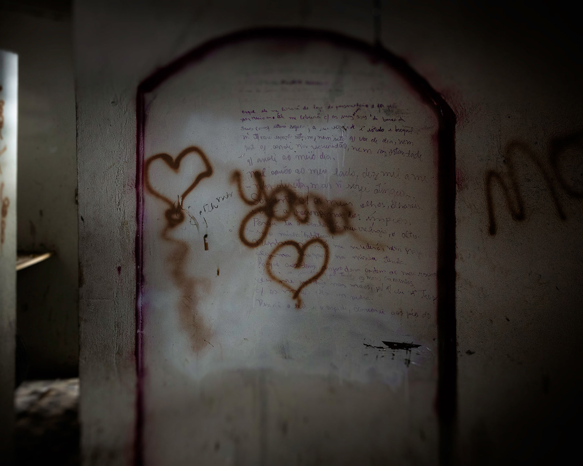 Love letters are written on the walls.