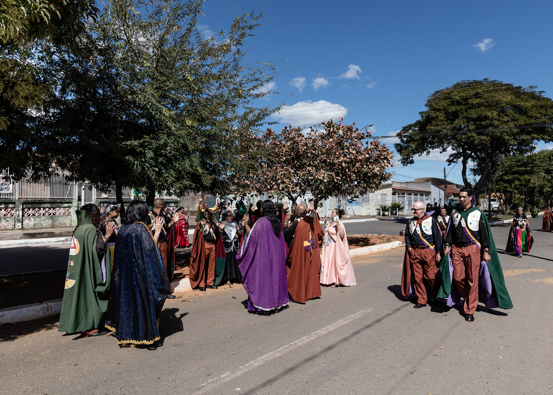 Religious and residents praying on the streets.