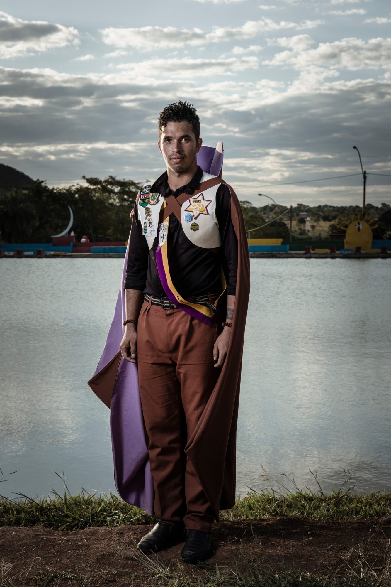 Man in ceremonial outfit.