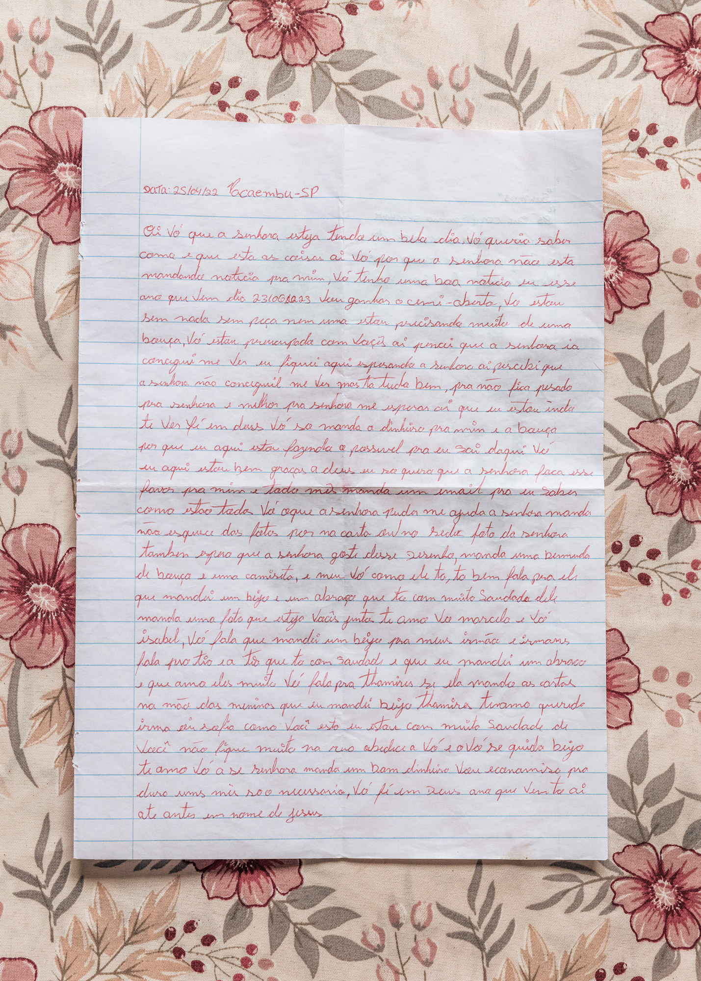 A letter from an inmate to her mother.